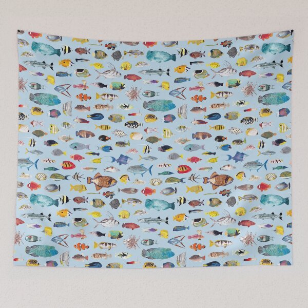 Item preview, INDO PACIFIC REEF FISHES POSTER TEXT-light blue designed and sold by BEATRIZ ABAITUA.