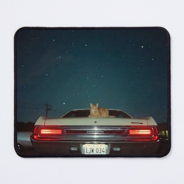 Item preview, Stargazer - Retro orange cat on a 1960s/early 1970s Dodge Charger, Vintage Night Drive designed and sold by Clawandchaos.