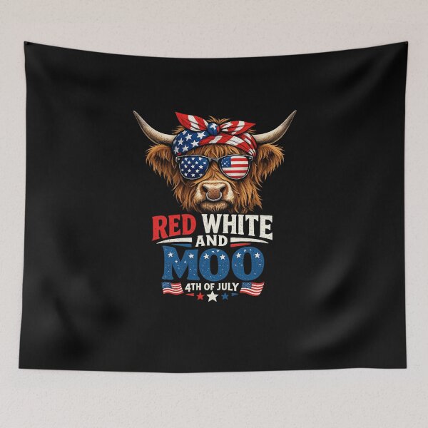 Item preview, Red White and Moo 4th of July Funny Cow designed and sold by super-think.