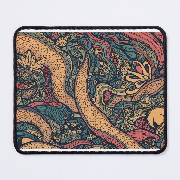 Item preview, Serpentine Dreams — Bold Psychedelic Abstract Pattern in Teal and Coral designed and sold by Mripa.