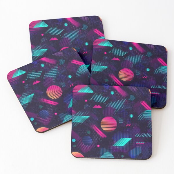 Item preview, Retro 80s Synthwave Geometric Neon Abstract Pattern designed and sold by NicolasGlowArt.