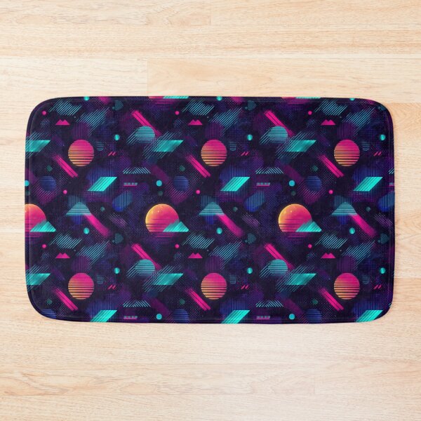 Item preview, Retro 80s Synthwave Geometric Neon Abstract Pattern designed and sold by NicolasGlowArt.