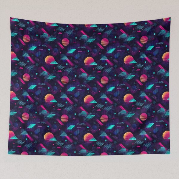 Item preview, Retro 80s Synthwave Geometric Neon Abstract Pattern designed and sold by NicolasGlowArt.