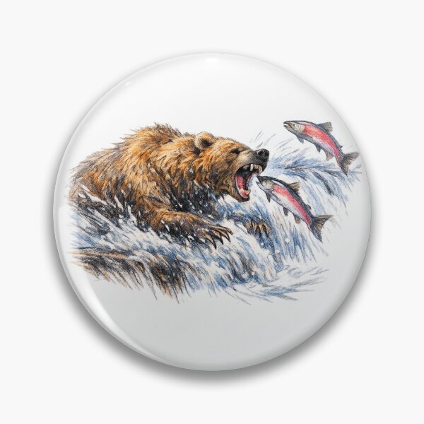 Item preview, Brown bear fishing colour pencil sketch  designed and sold by PrestonSquires.