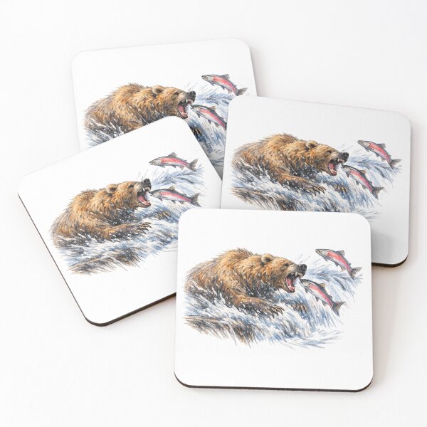 Item preview, Brown bear fishing colour pencil sketch  designed and sold by PrestonSquires.