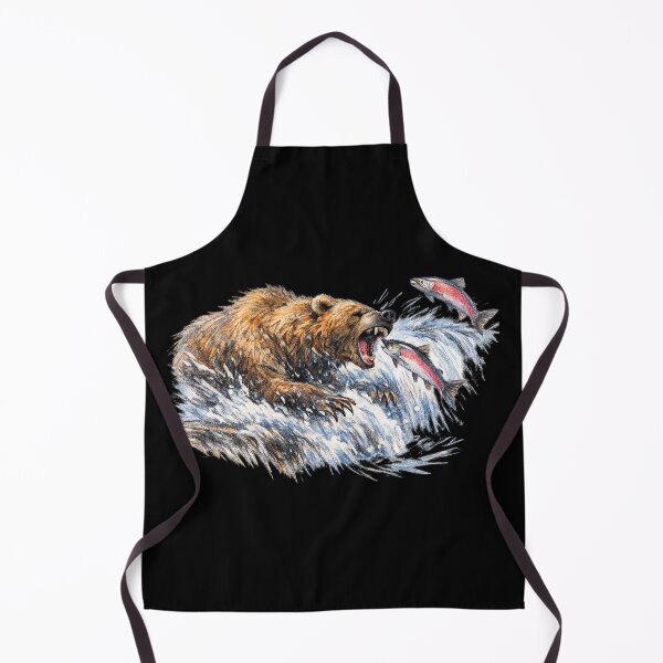 Item preview, Brown bear fishing colour pencil sketch designed and sold by PrestonSquires.