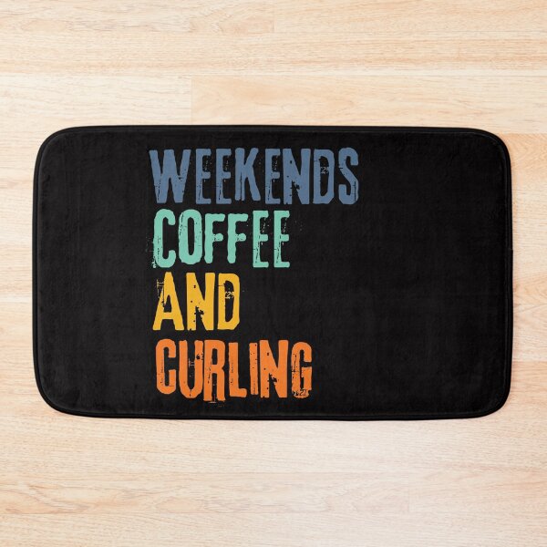 Item preview,  Funny Retro Weekends Coffee and Curling designed and sold by WeirdlyRare.