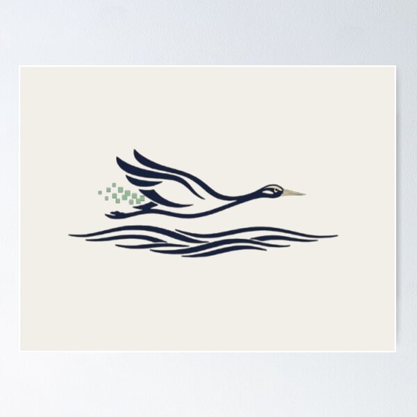 Item preview, Minimalist Flying Bird Line Art - Modern Tech Wave Edition designed and sold by Inkfino.