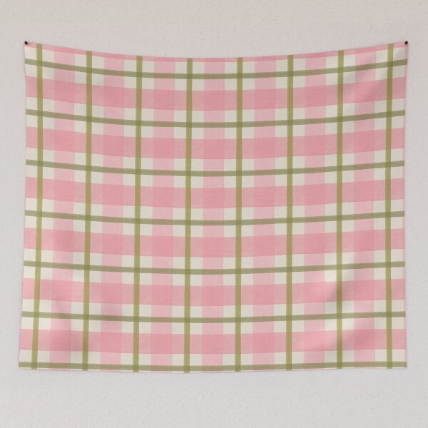 Item preview, Retro cottage plaid | Pink & olive green designed and sold by Illustrated by Nat.