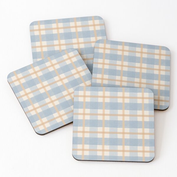 Item preview, Retro cottage plaid | Pastel blue & beige designed and sold by Illustrated by Nat.