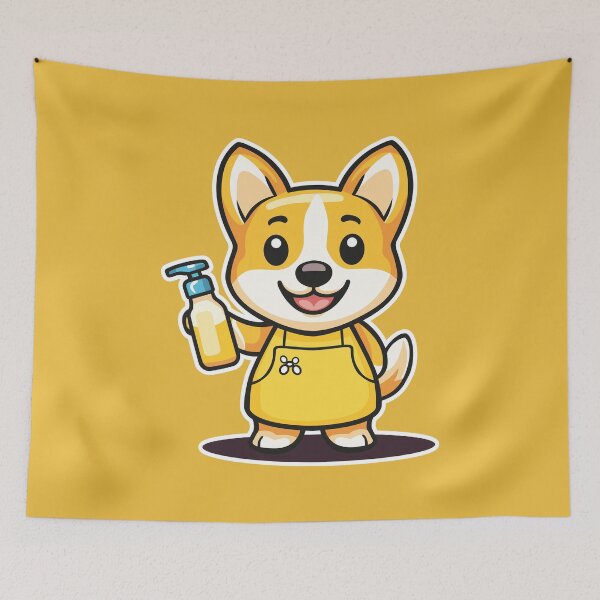 Item preview, Cleaning Corgi Puppy – Cute Funny Kawaii Dog Design designed and sold by MerlinWear.