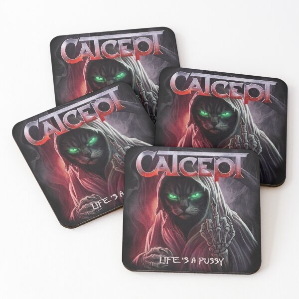 Item preview, Catcept - Grim Reaper Black Cat Life Is A Pussy Heavy Metal designed and sold by SpainDesign77.