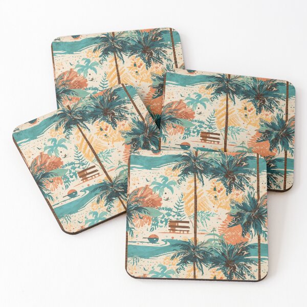 Item preview, Vintage Tropics — Retro Beach Palm Tree Pattern in Teal and Terracotta designed and sold by Mripa.