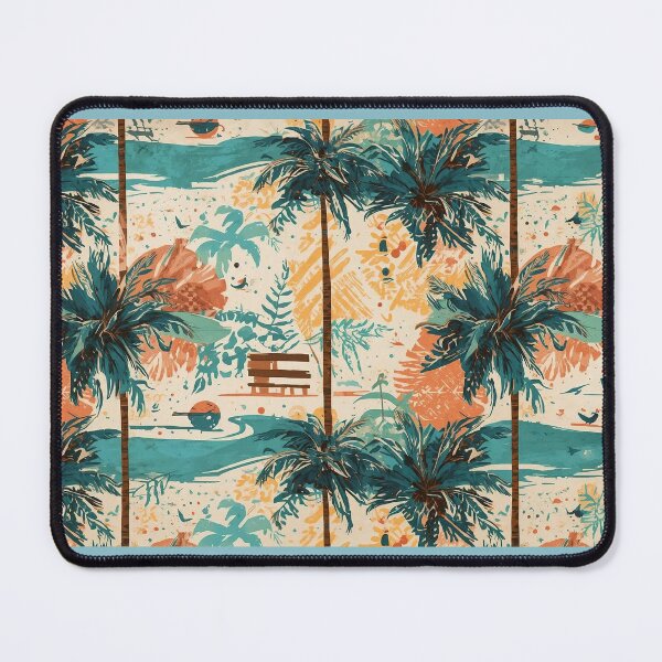 Item preview, Vintage Tropics — Retro Beach Palm Tree Pattern in Teal and Terracotta designed and sold by Mripa.