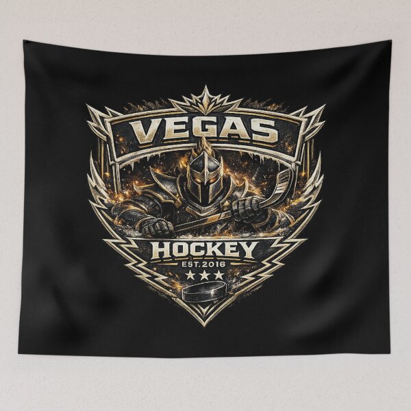 Item preview, Vegas Hockey Knight Crest | Gold Ice Hockey Fan Design designed and sold by TKOprintdesigns.