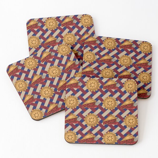 Item preview, Cherry Pies on a Lattice background - Red and Blue designed and sold by PCaleDesigns.