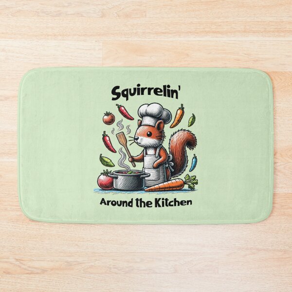 Item preview, Cute Squirrel Chef Cooking Vegetables Cartoon Kitchen Design designed and sold by Sachie's Studio.