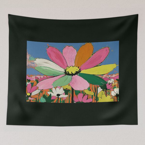 Item preview, Skyward Blooming Radiance - An Abstract Flower Bursting with Color Beneath Endless Blue Horizons designed and sold by OlfactoART Studio.