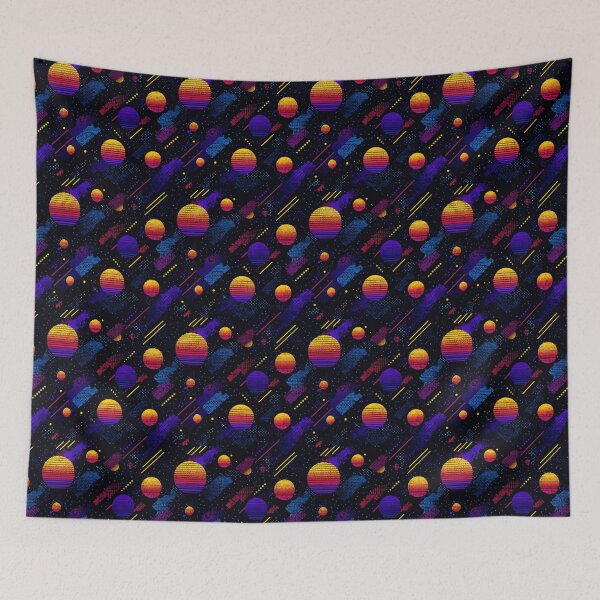 Item preview, 80s Synthwave Vaporwave Retro Sunset Abstract Pattern designed and sold by NicolasGlowArt.