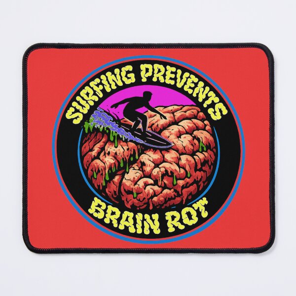 Item preview, Surfing Prevents Brain Rot – Surfer Badge with Rotting Brain Graphic designed and sold by shorethings.