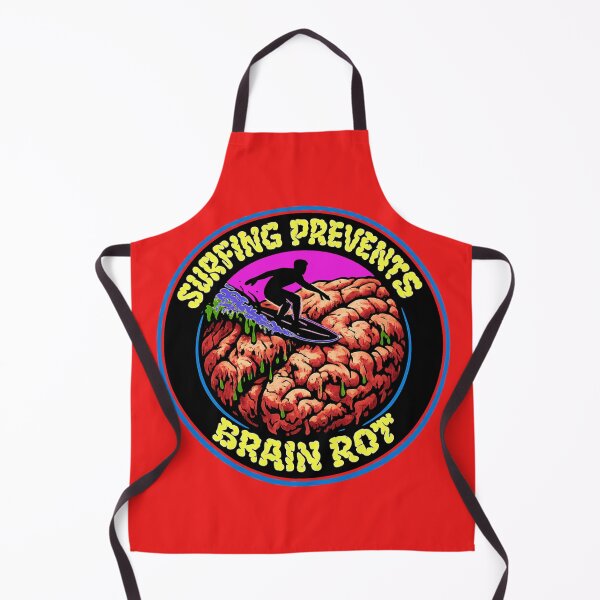 Item preview, Surfing Prevents Brain Rot – Surfer Badge with Rotting Brain Graphic designed and sold by shorethings.
