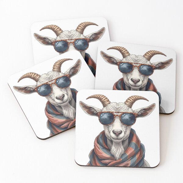 Item preview, Goat Chic — Watercolor Fashion Goat with Round Sunglasses and Scarf designed and sold by Mripa.