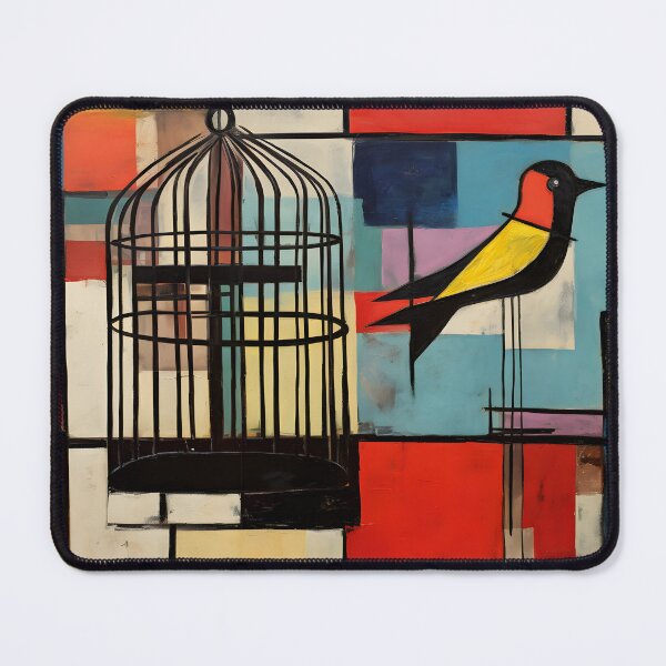 Item preview, Freedom in Colorful Contrast - A Bird Beyond the Cage in Bold Geometric Graffiti Expression designed and sold by OlfactoART Studio.