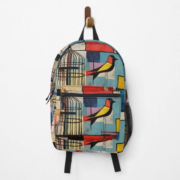 Item preview, Freedom in Colorful Contrast - A Bird Beyond the Cage in Bold Geometric Graffiti Expression designed and sold by OlfactoART Studio.