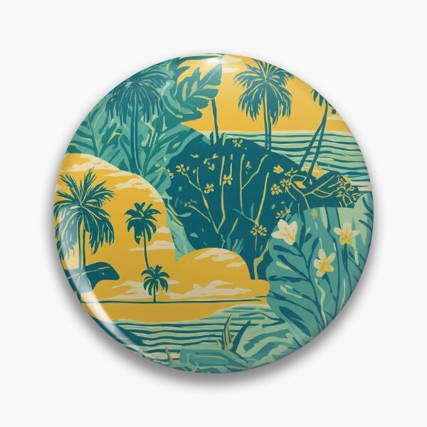 Item preview, Island Sunrise — Bold Tropical Paradise Pattern in Teal and Yellow designed and sold by Mripa.