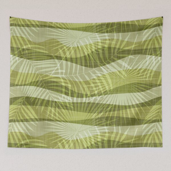 Item preview, Olive green summer palm leaf breeze - wavy linen texture stripes designed and sold by kobyakov.