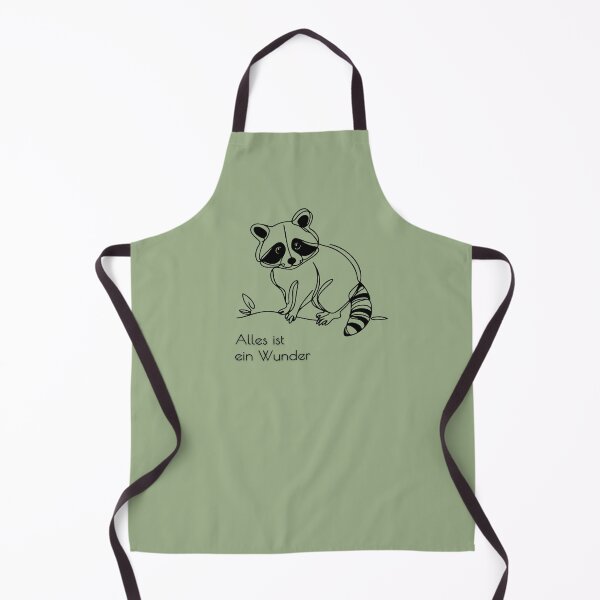 Item preview, Alles ist ein Wunder Cute Raccoon Line Art Premium - Muted Olive, Sage Green designed and sold by smaragdstudio.