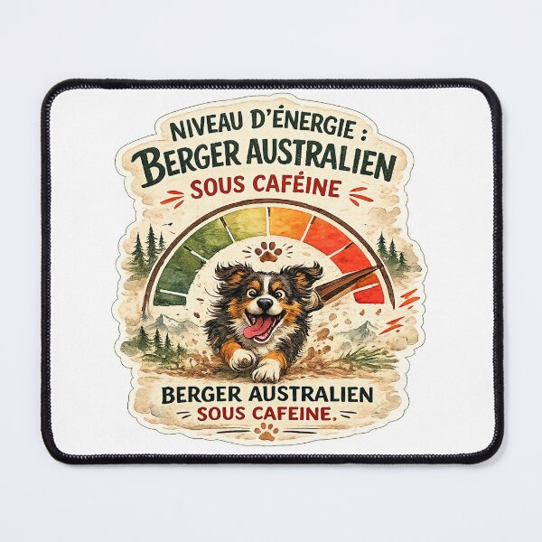 Item preview, Australian Shepherd Energy Level / Aussie Under Caffeine designed and sold by Va Comprendre.