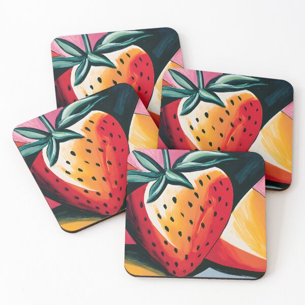 Item preview, Sweet Geometry Unfolded - A Strawberry Alive with Vibrant Abstraction and Contemporary Color Play designed and sold by OlfactoART Studio.