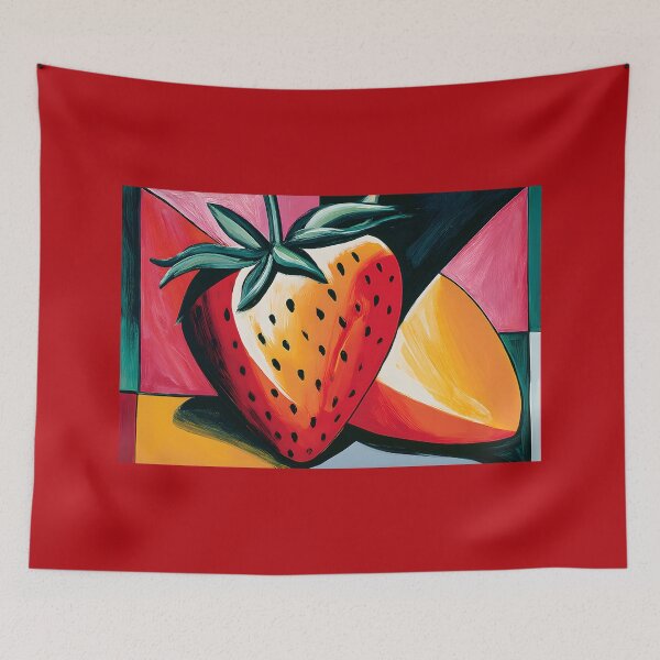 Item preview, Sweet Geometry Unfolded - A Strawberry Alive with Vibrant Abstraction and Contemporary Color Play designed and sold by OlfactoART Studio.