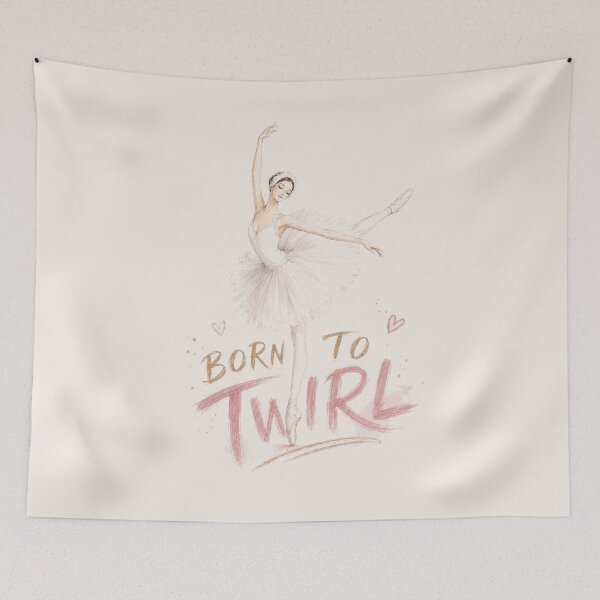 Item preview, BORN TO TWIRL | Ballet Dancer Design | Soft Feminine Aesthetic Art designed and sold by BlueberrySwan.