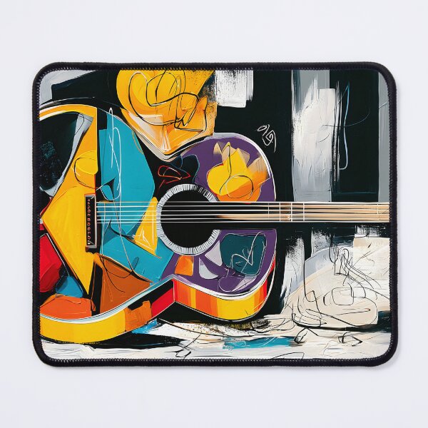 Item preview, Strings of Surreal Expression - A Guitar Transformed Through Bold Geometry and Rhythmic Color designed and sold by OlfactoART Studio.