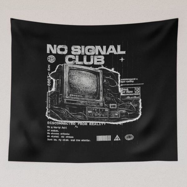 Item preview, No Signal Club Shirt Vintage Cyber Grunge Y2K Oversized Streetwear Tee designed and sold by samboxin.
