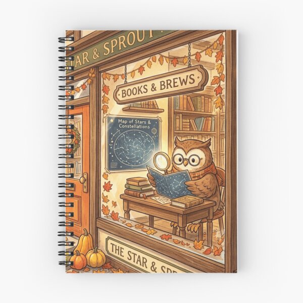 Item preview, Golden Autumn Bookshop designed and sold by Thalora Store.