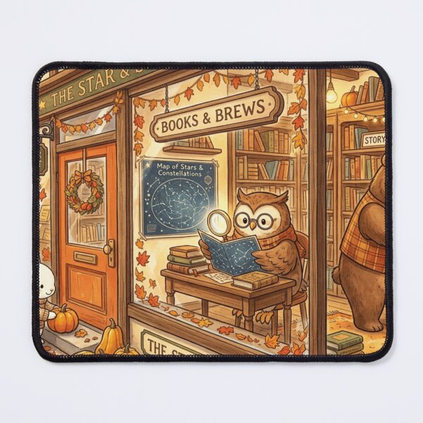 Item preview, Golden Autumn Bookshop designed and sold by Thalora Store.