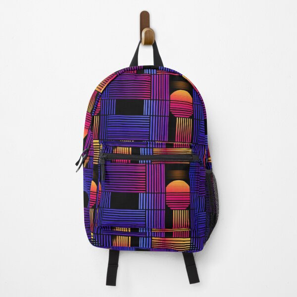 Item preview, Retro Synthwave Geometric Gradient Lines Pattern designed and sold by NicolasGlowArt.