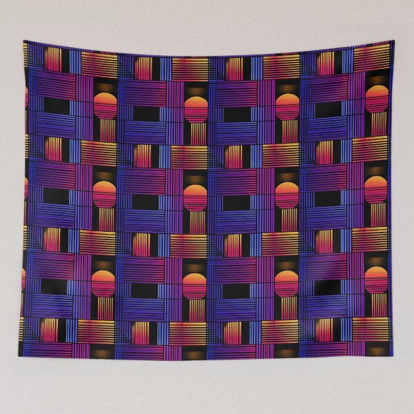 Item preview, Retro Synthwave Geometric Gradient Lines Pattern designed and sold by NicolasGlowArt.