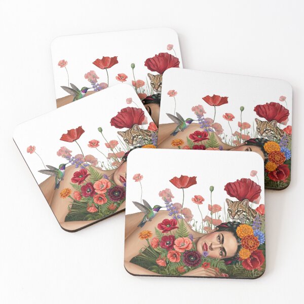 Item preview, Surreal Frida Kahlo Portrait With Red Poppies designed and sold by TeeARTHY.
