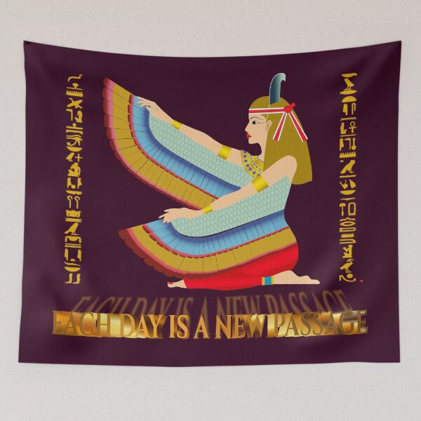 Item preview, Isis Egyptian Goddess Sacred Wings  Each Day Is A New Passage  Ancient Egypt Hieroglyphic Art designed and sold by PharaohDArt.