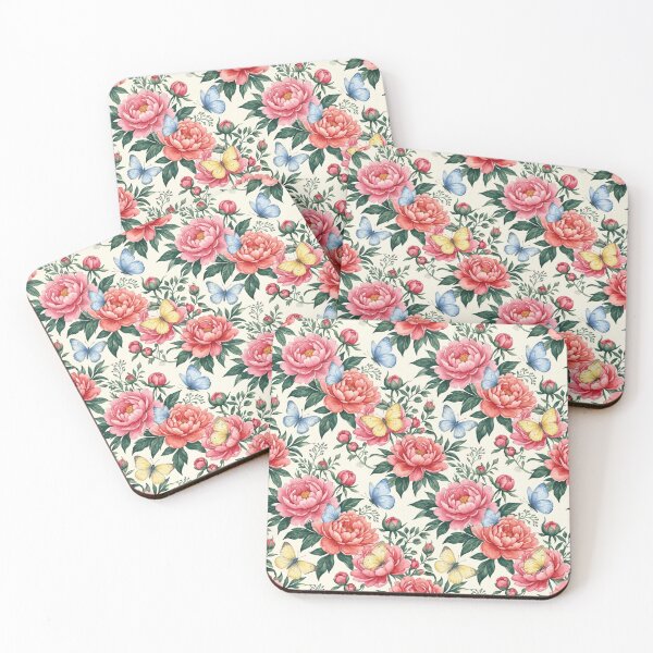 Item preview, Peony Butterfly Watercolor Garden Seamless Pattern designed and sold by Inkworksbyshery.