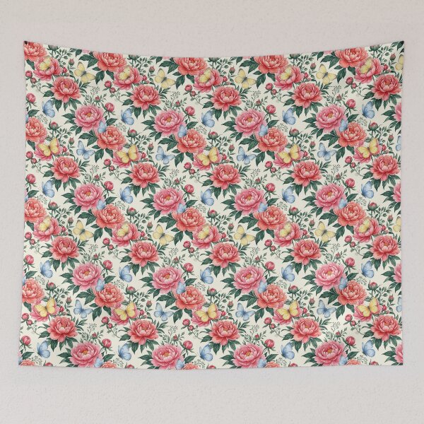 Item preview, Peony Butterfly Watercolor Garden Seamless Pattern designed and sold by Inkworksbyshery.