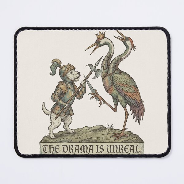 Item preview, The Drama Is Unreal Medieval Knight Dog Crane Heraldry designed and sold by bosamji.