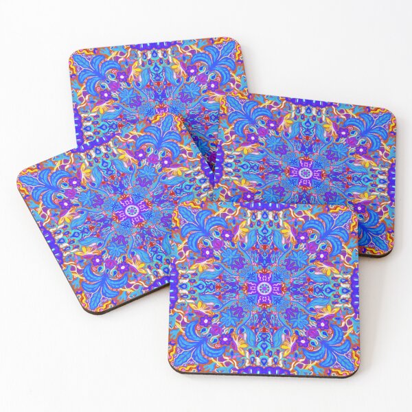 Item preview, Blue Maximalist Flower Weather Tile Pattern - Orange designed and sold by PCaleDesigns.