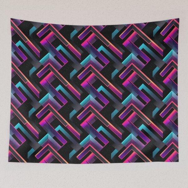 Item preview, Retro Synthwave Neon Geometric Abstract Pattern designed and sold by NicolasGlowArt.