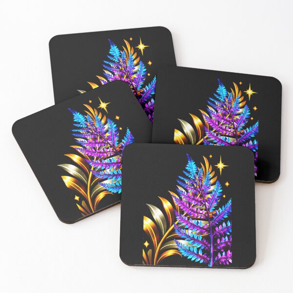 Item preview, ✨ MIDNIGHT FERNS ✨– ELECTRIC BOTANICA SERIES - black background designed and sold by WheelieGdArt.