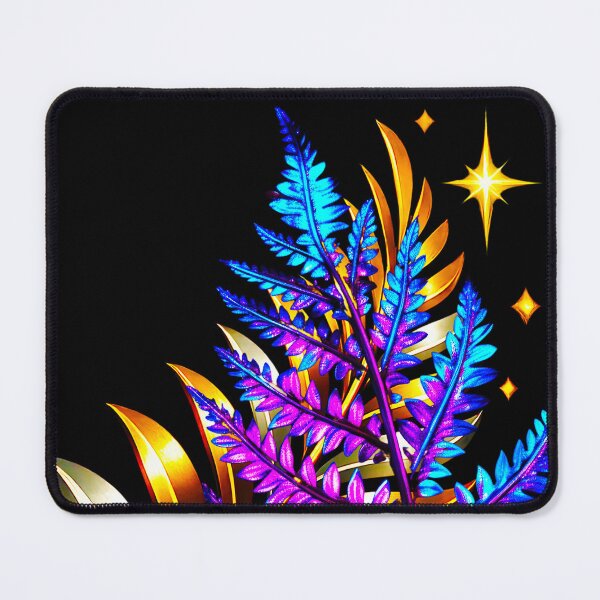 Item preview, ✨ MIDNIGHT FERNS ✨– ELECTRIC BOTANICA SERIES - black background designed and sold by WheelieGdArt.
